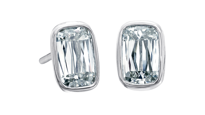 Ashoka cut diamond stud earrings set in platinum