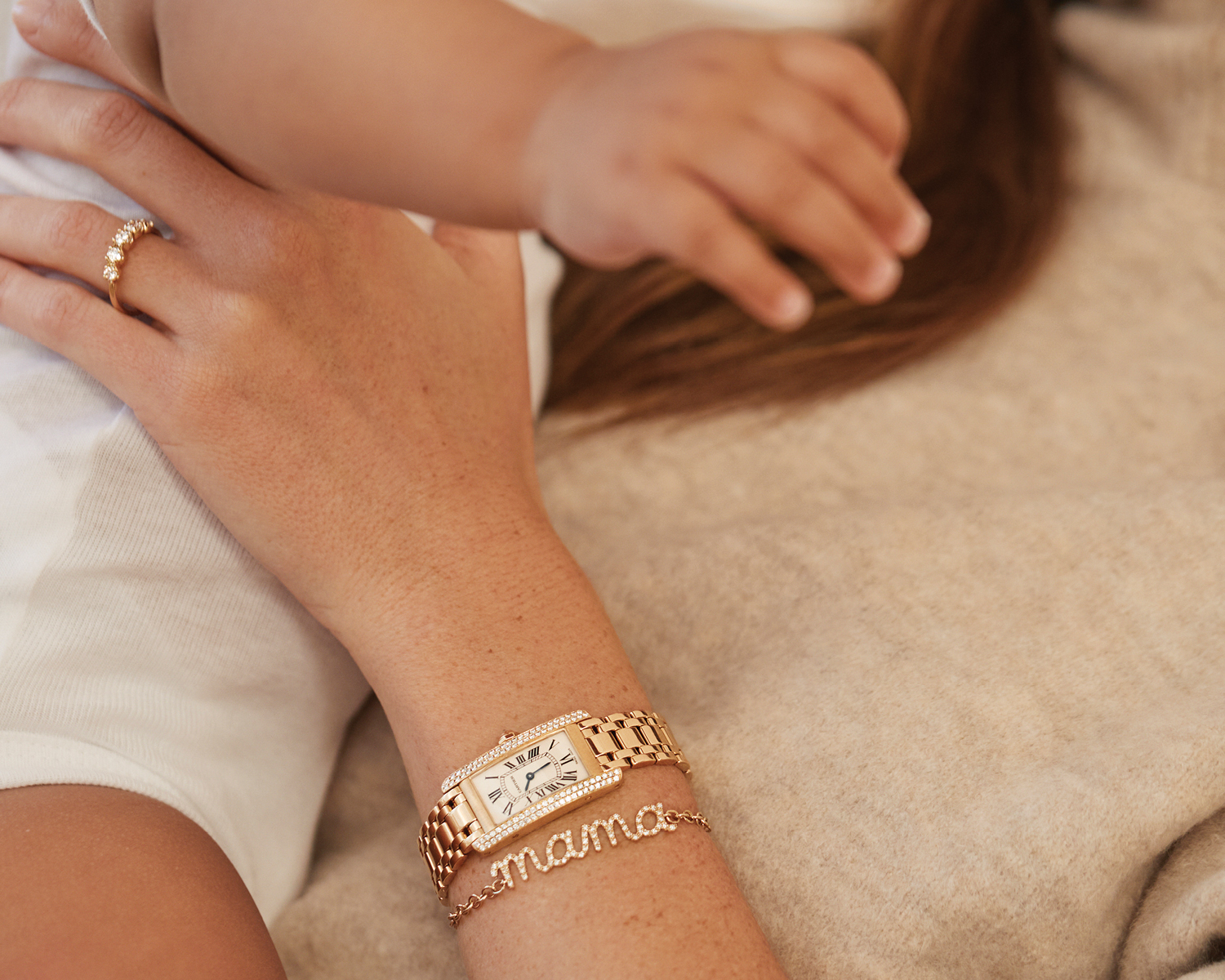 Mother's Day jewelry gifts cartier diamond watch and diamond bracelet