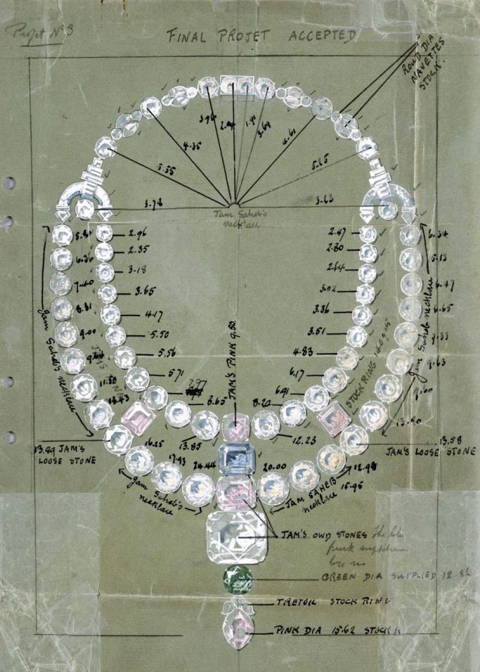 The Top 10 Movies Starring Diamonds 3 The original drawing of "Ocean's 8" necklace from "Ocean's 8" movie, a Toussaint diamond necklace by Cartier