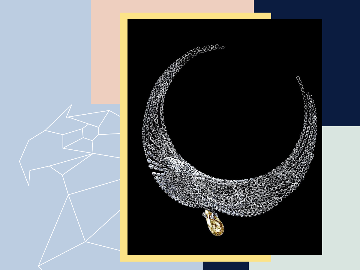 Natural diamond necklace in the shape of a majestic eagle