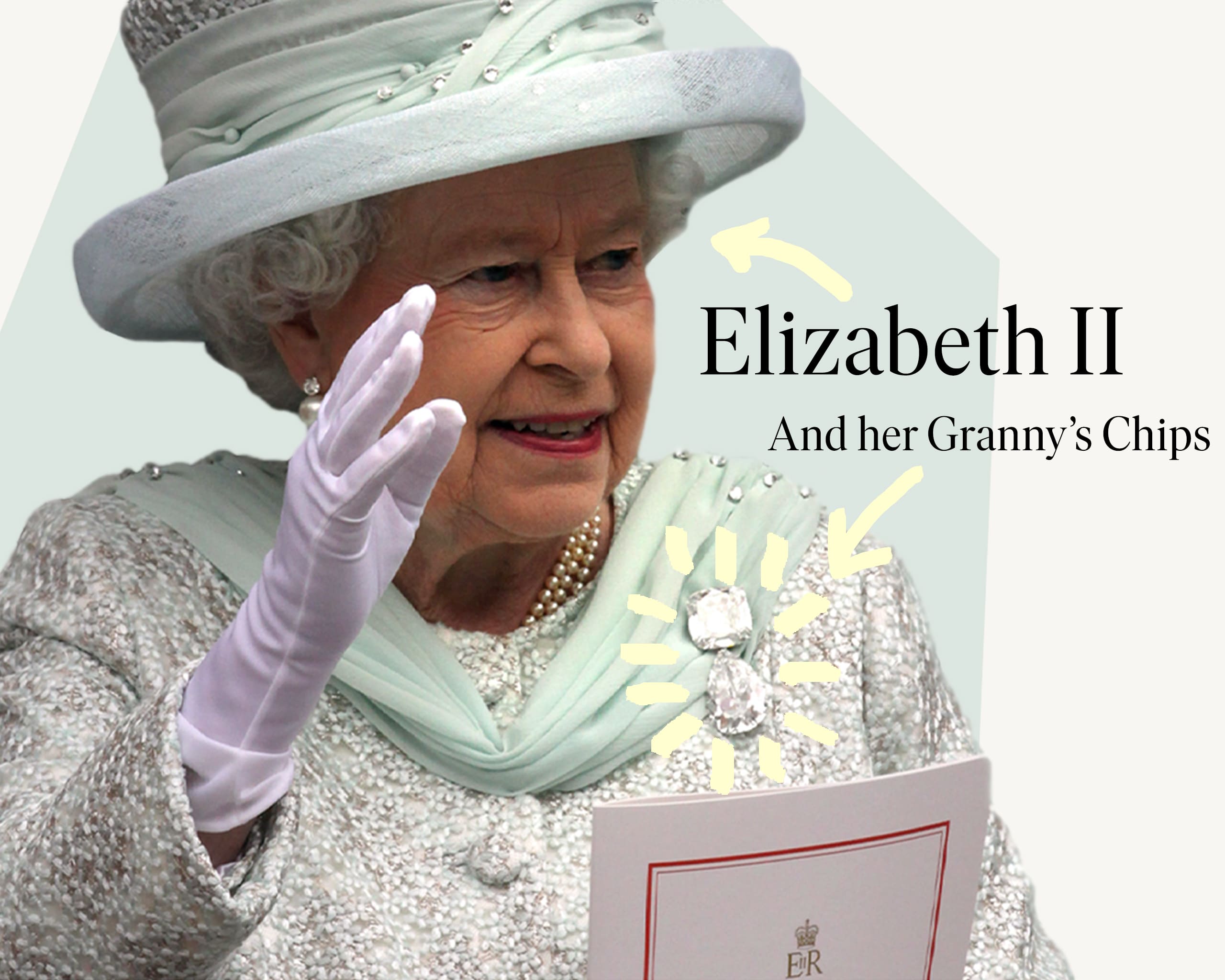queen elizabeth granny's chips diamonds brooch