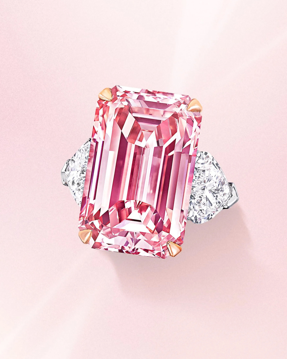 Estancia 1.5 Carat Lab Created Pink Emerald Cut Cubic Zirconia Trillion  Pave Solitaire Engagement Ring