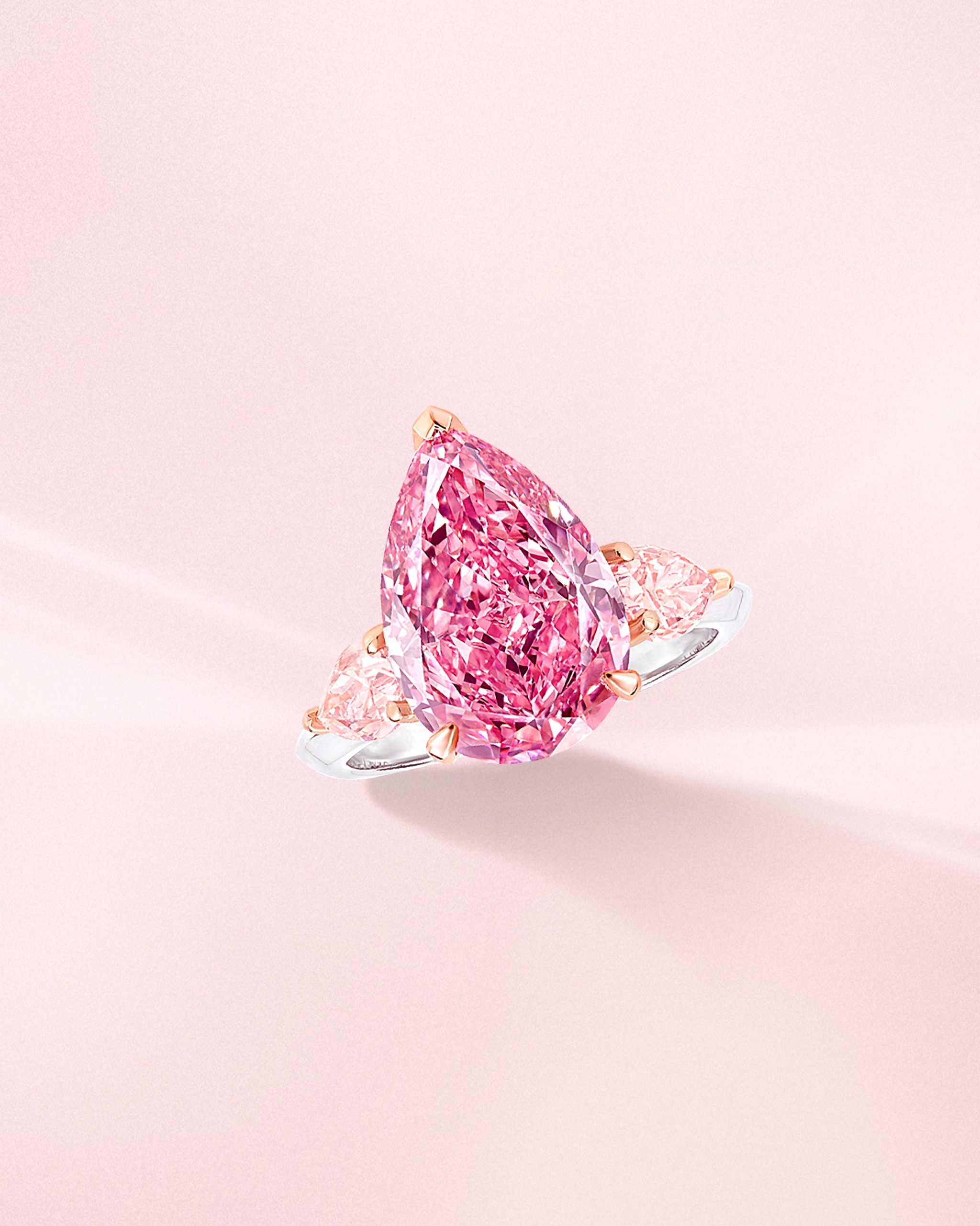 Kwiat | Engagement Ring with a Radiant Pink Diamond and Asymmetrical Band  in Platinum and 18K Rose Gold - Kwiat