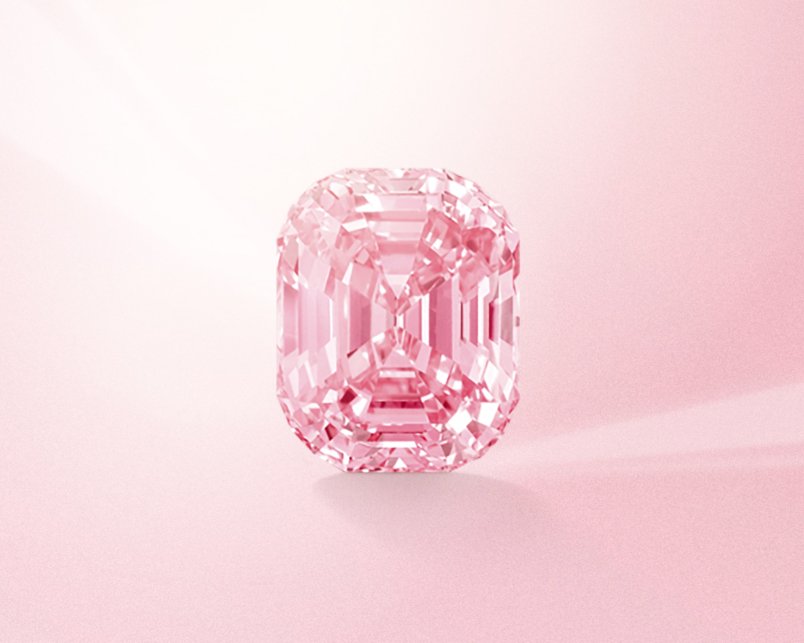 Large squared emerald cut pink diamond by Graff