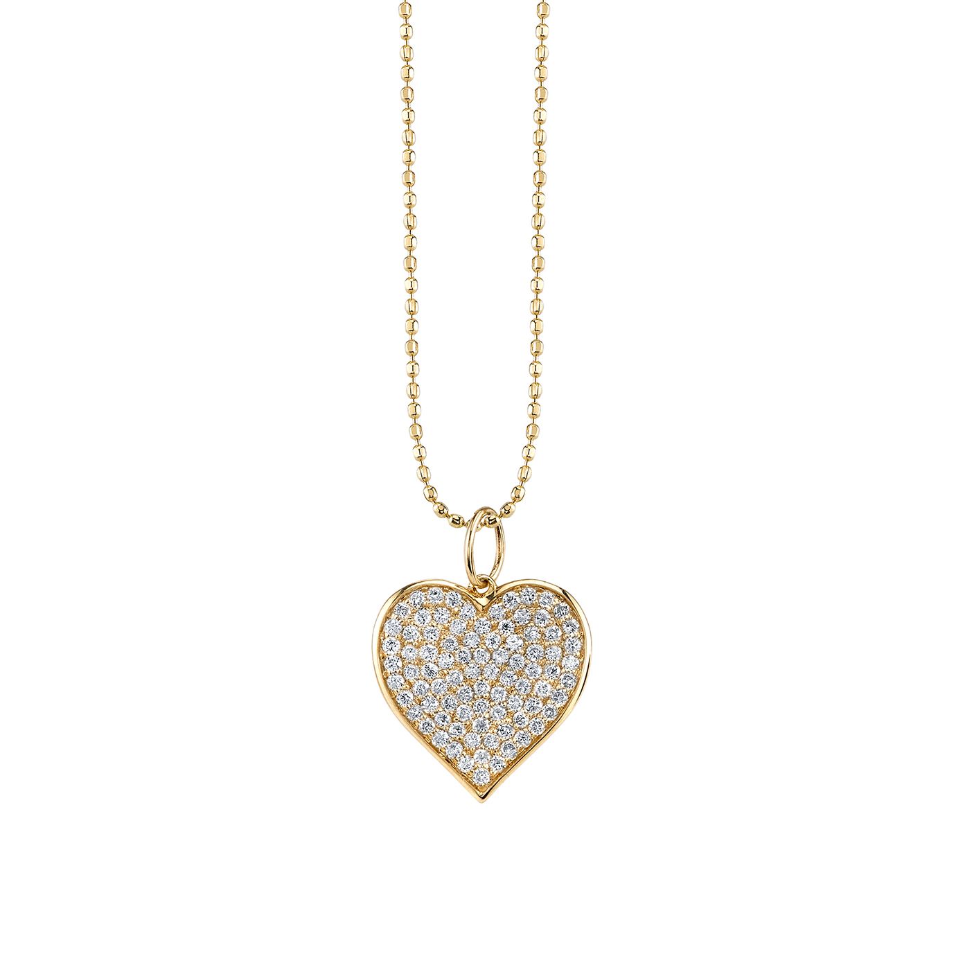 Heart pendant necklace adorned with pavé diamonds set in 14k gold
