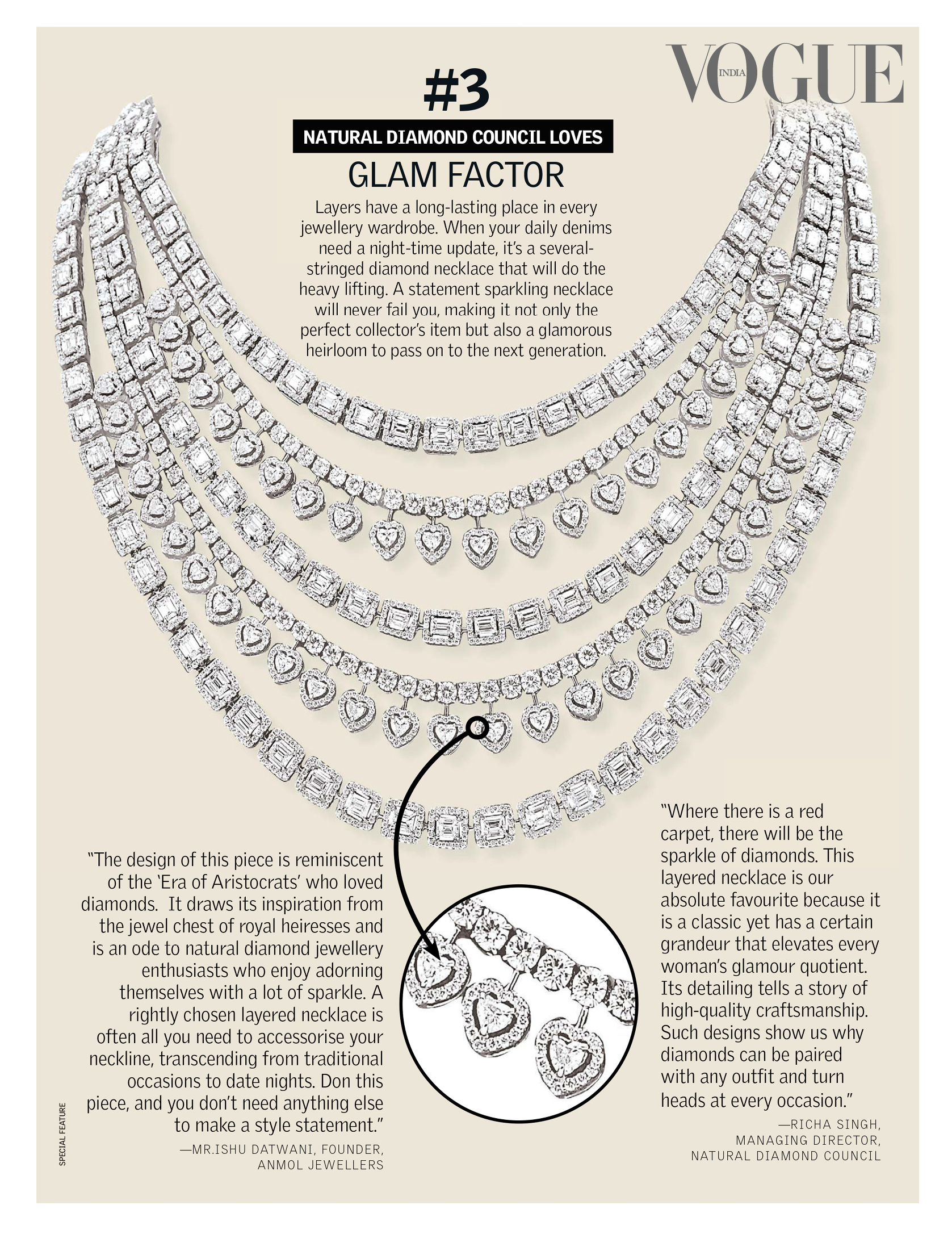 Layered natural diamond necklace