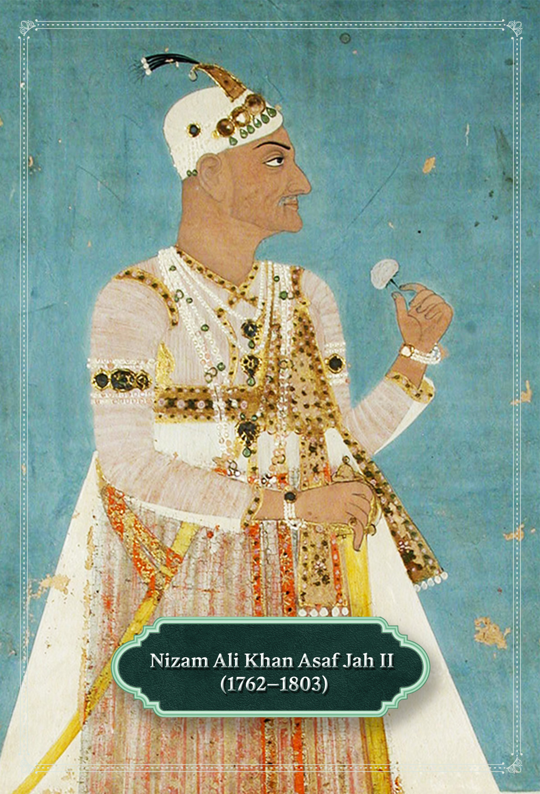 Portraits and Paperweights 18 Nizam ali khan asaf jha ii wearing diamond jewellery