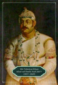 Mir tahniyat khan Afzal ud daula asaf jah v wearing diamond jewellery