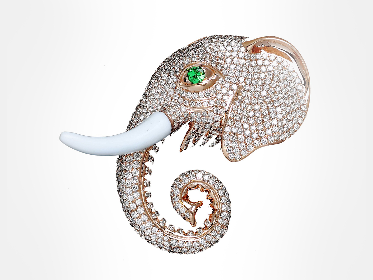 Ganesha inspired Diamond Brooch by Anmol Jewellers
