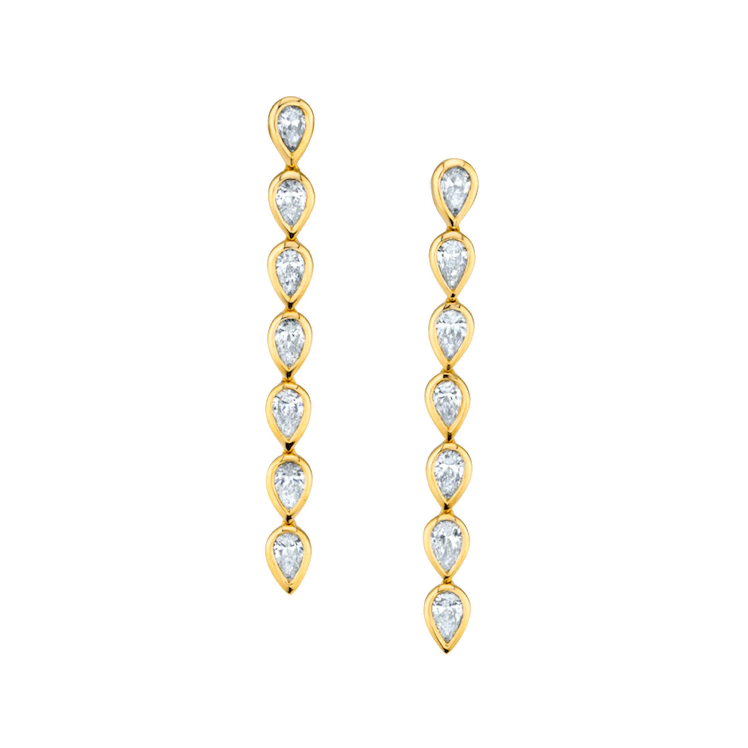Short Pear Diamond Bezel Drop Earrings