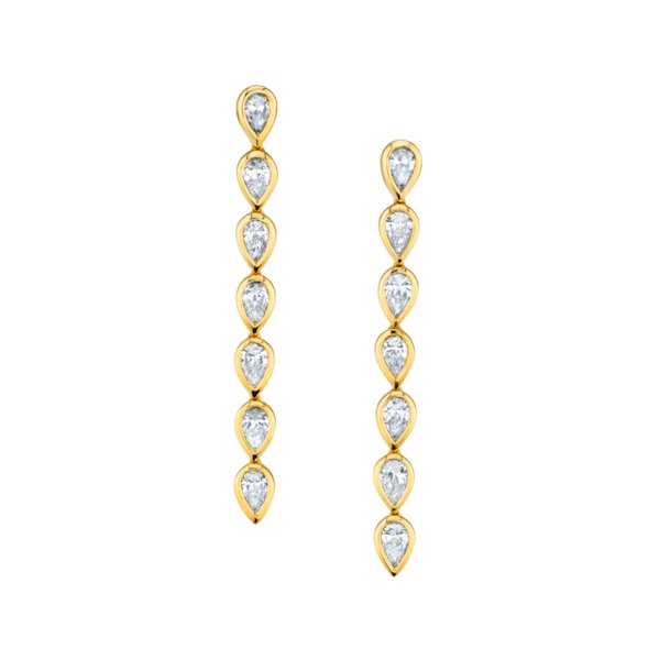 Short Pear Diamond Bezel Drop Earrings