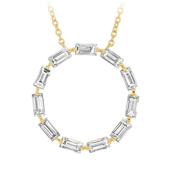 Diamond Baguette Circle Necklace