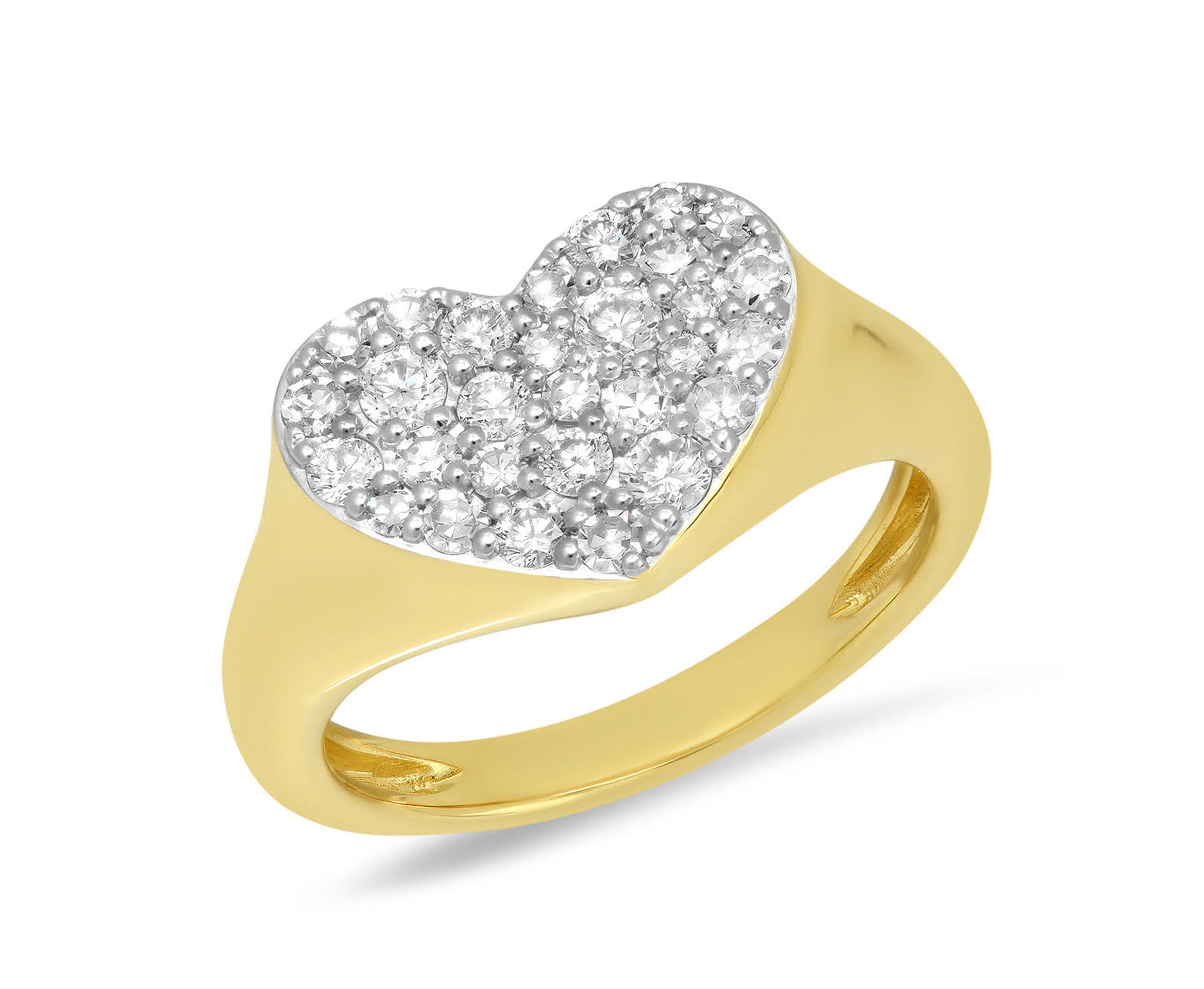 Diamond Smushed Heart Pinky Ring