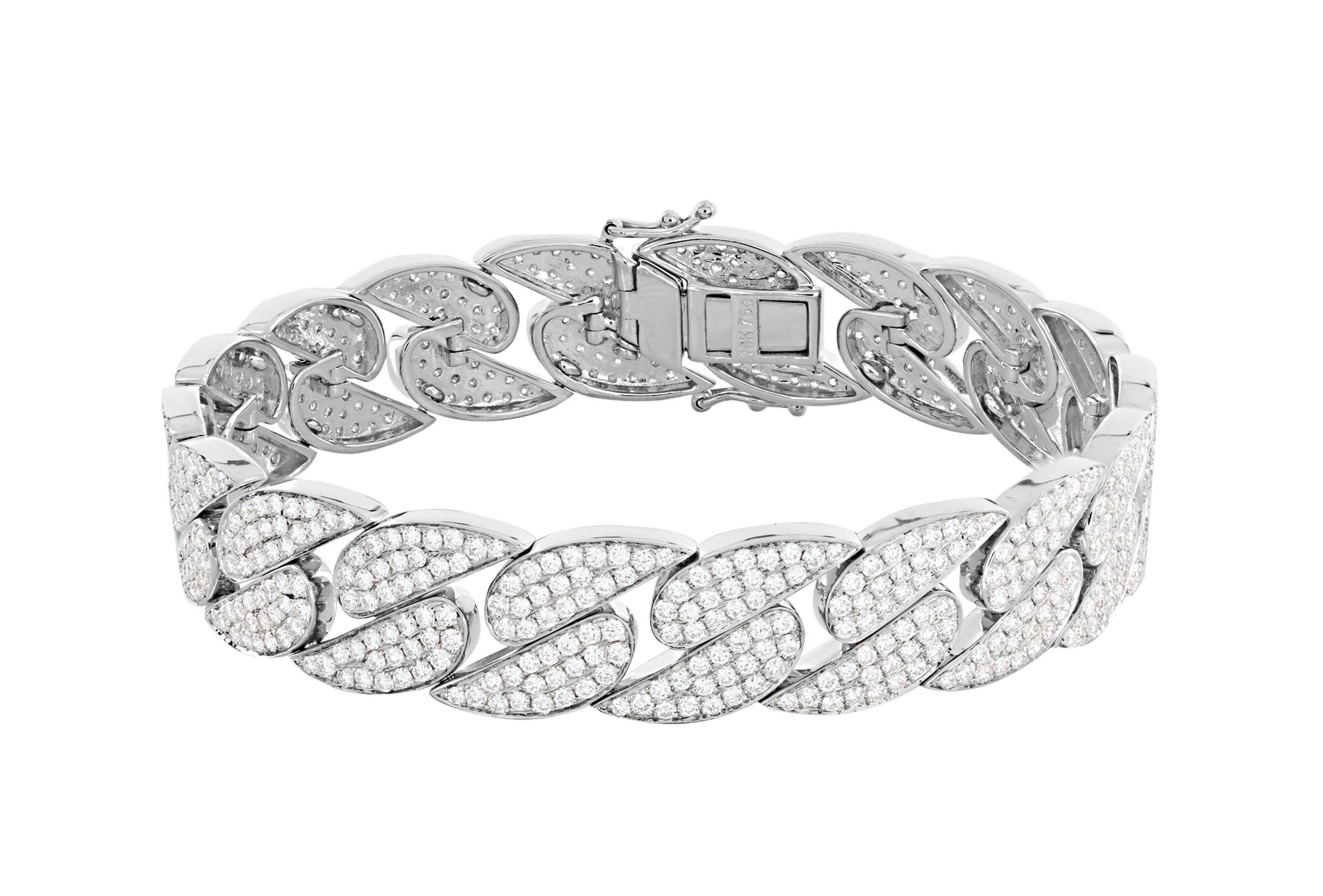 London Collection 18k White Gold and Pave Diamond Curb Link Bracelet