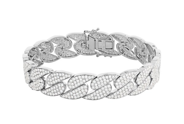 London Collection 18k White Gold and Pave Diamond Curb Link Bracelet