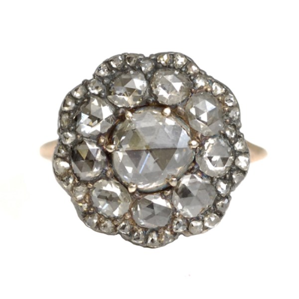 Rose Cut Diamond Button Ring