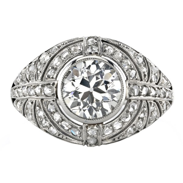 Platinum Vintage Ring Circa 1920 Featuring 1.61ct