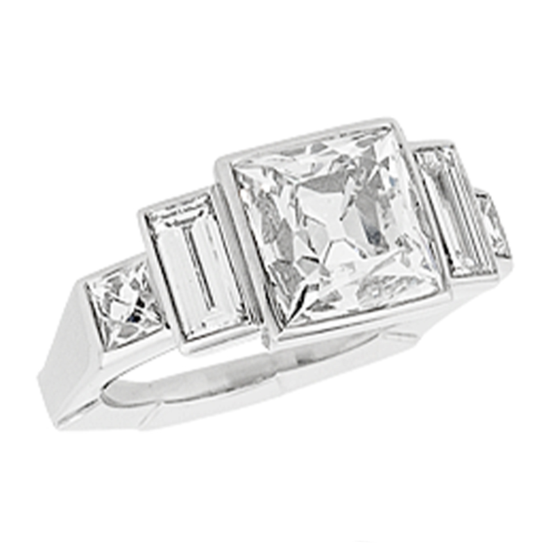 Platinum & French Cut Diamond Ring