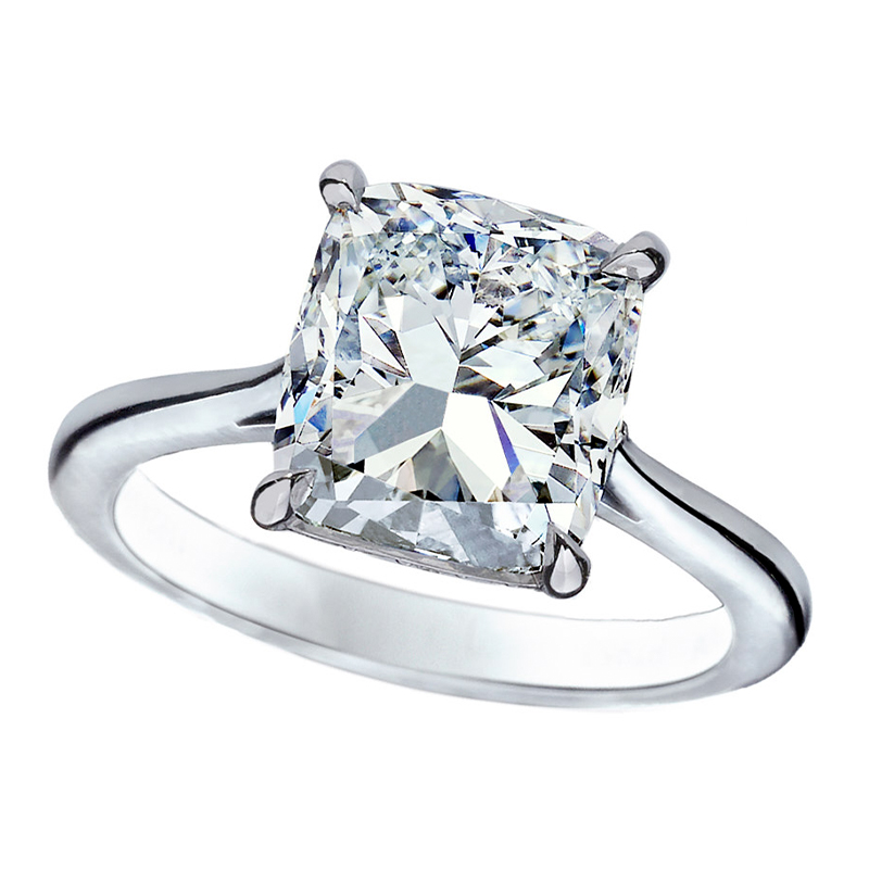 Cushion Cut Diamond Solitaire Ring with Platinum Setting