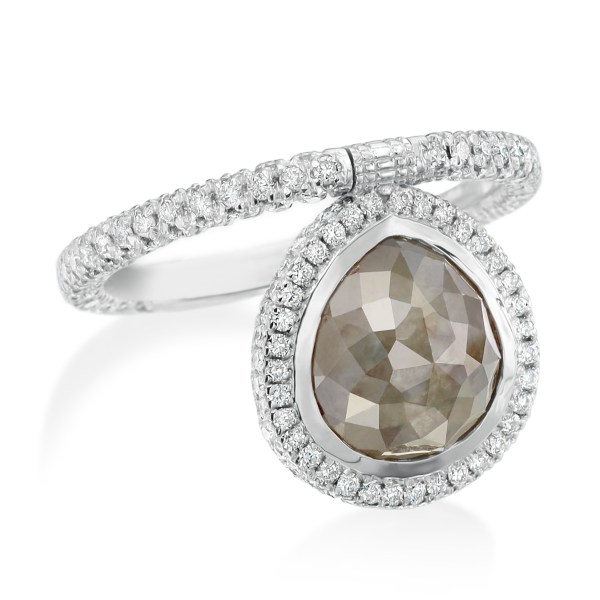 Medium Organic Grey Diamond Flip Ring with Pavé Diamonds