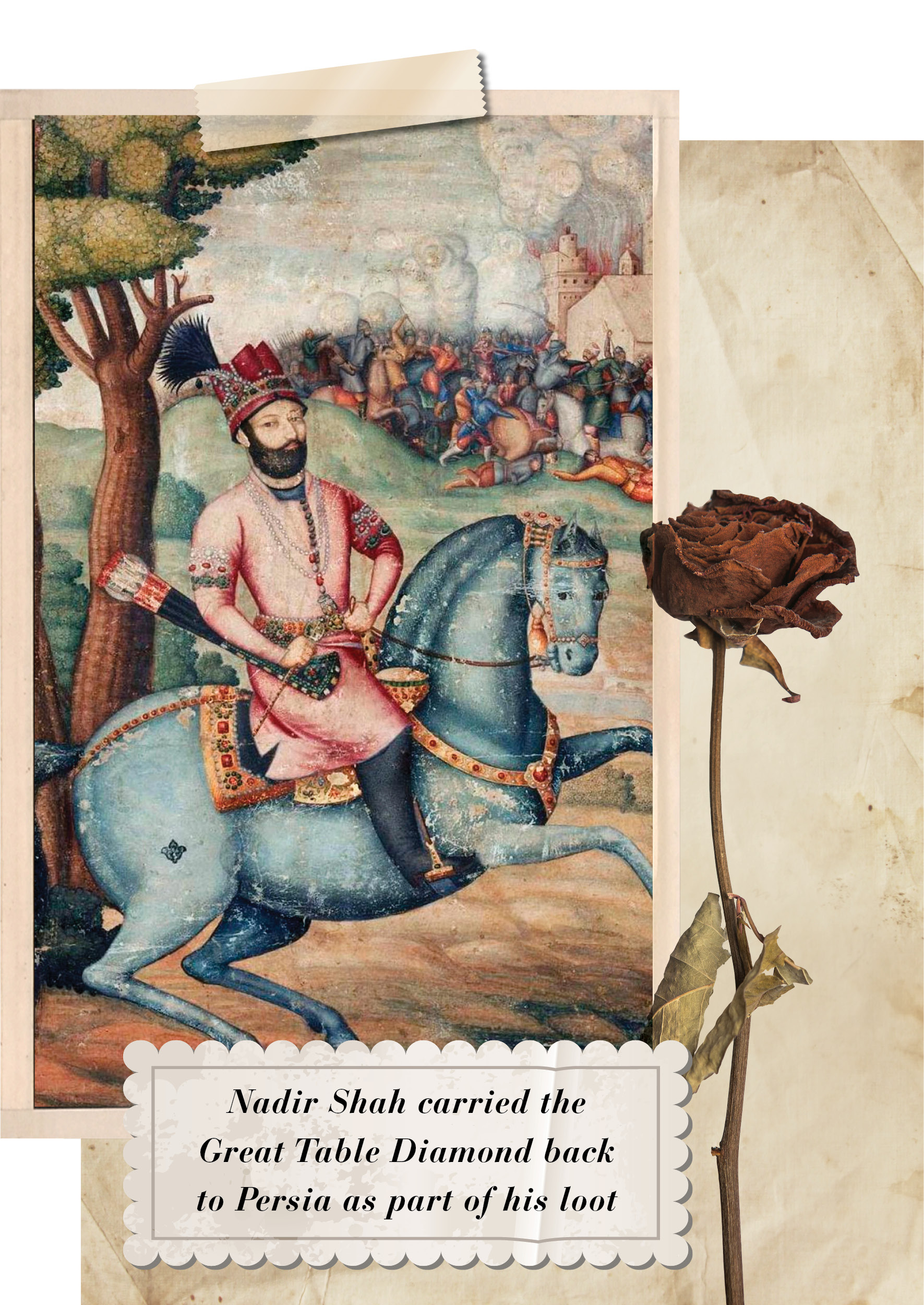 Nadir Shah Returning with the Great Table Diamond to Persia as Part of His Illustrious Loot 