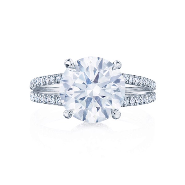 Round Brilliant Diamond Engagement Ring with a Pave Wrap Setting