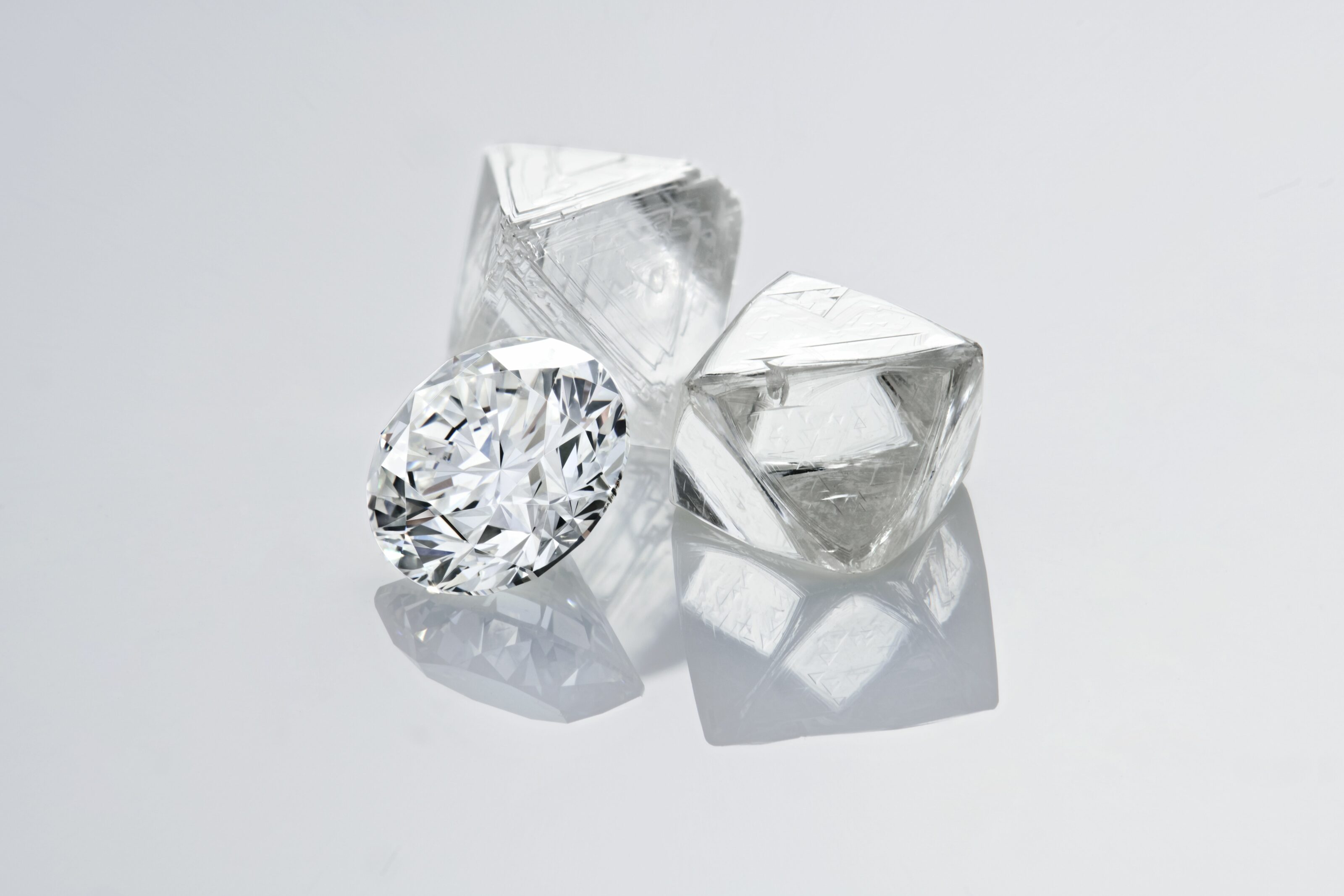 Rough and polished natural diamonds