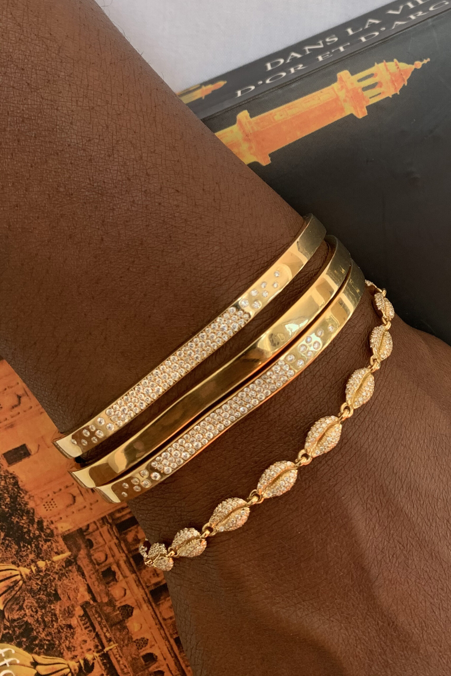 Almasika gold and diamond bracelets