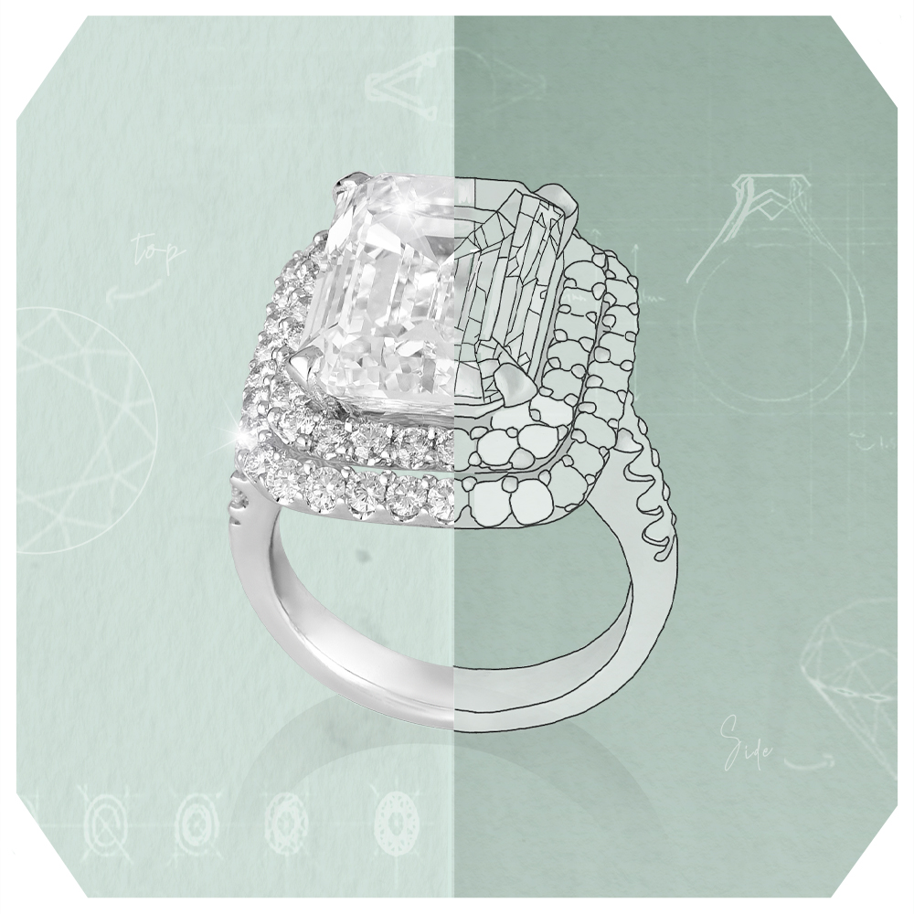 1.39 Emerald & Diamond Engagement Ring in 18k Yellow Gold - Filigree  Jewelers