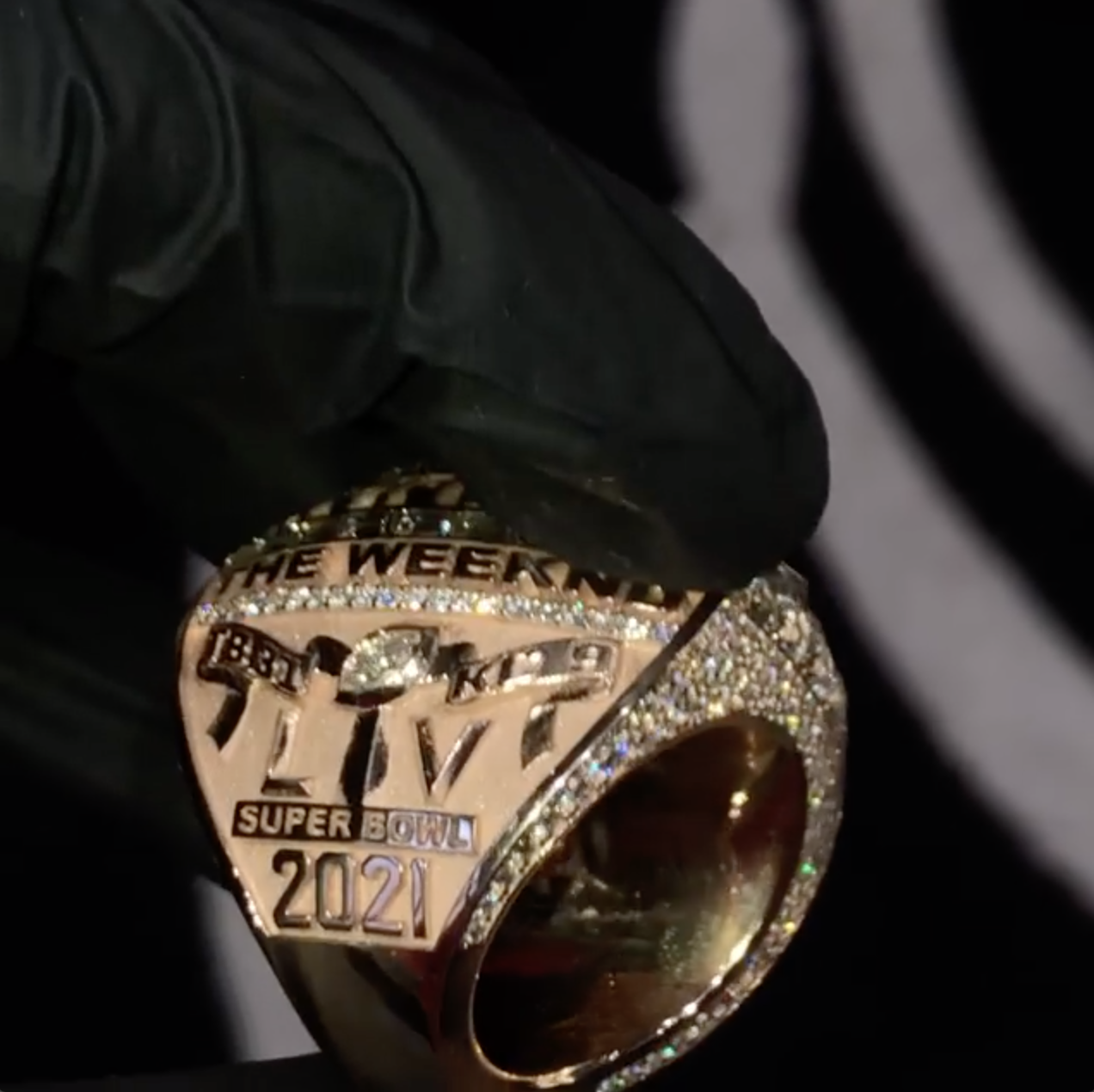Side engraving of The Weeknd's Super Bowl LV ring