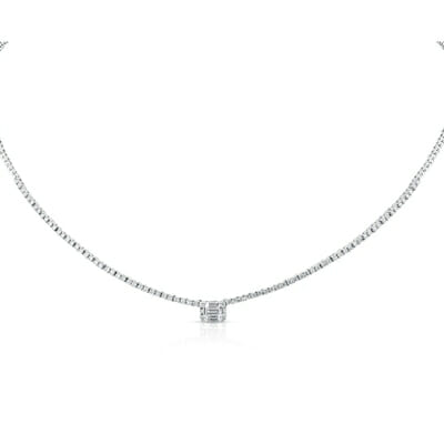 14KT White Gold Baguette Diamond Colette Necklace