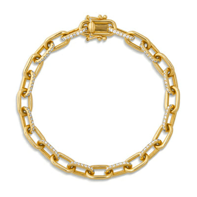 14KT Yellow Gold Diamond Lara Chain Link Bracelet