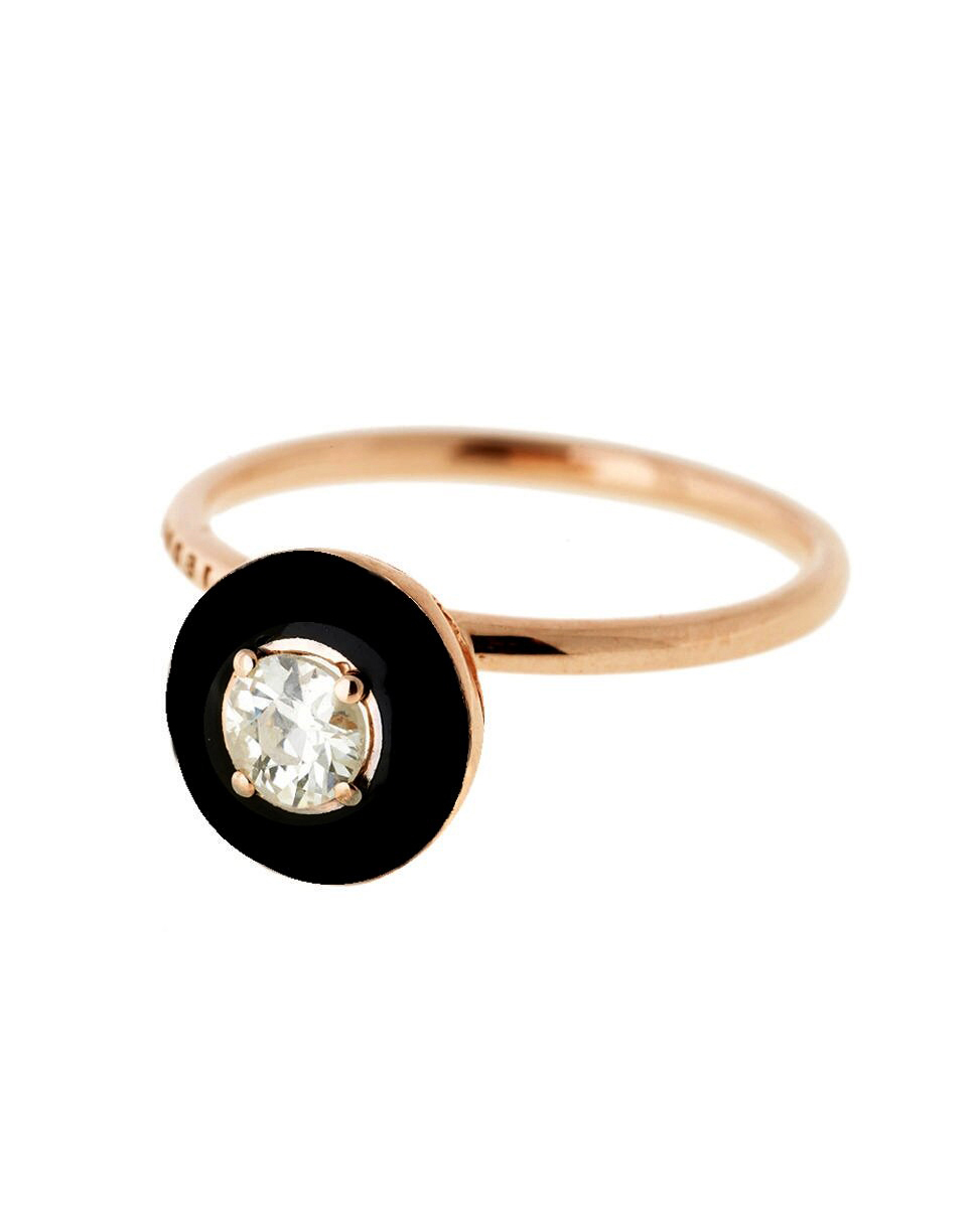 Selim Mouzannar black enamel and diamond ring