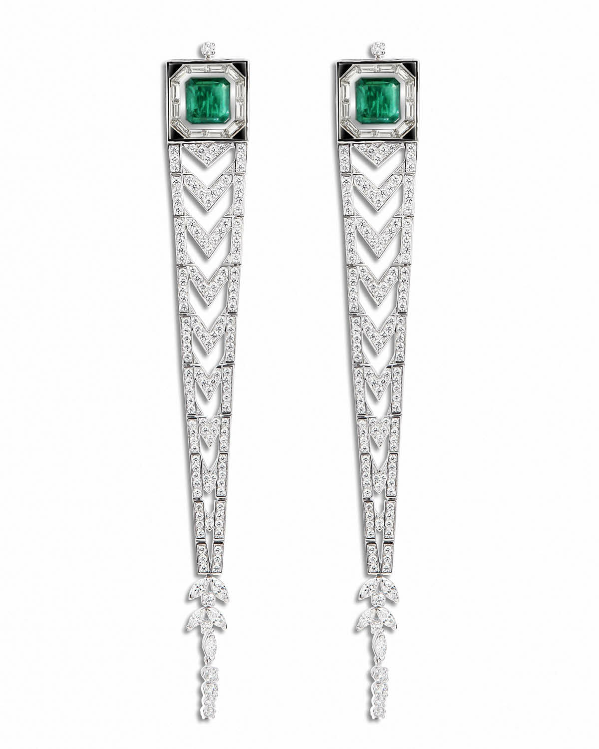 Emerald & Diamond Earrings: Onyx Accent 