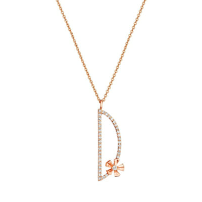 Type Letter “D” Orchid Pendant Necklace