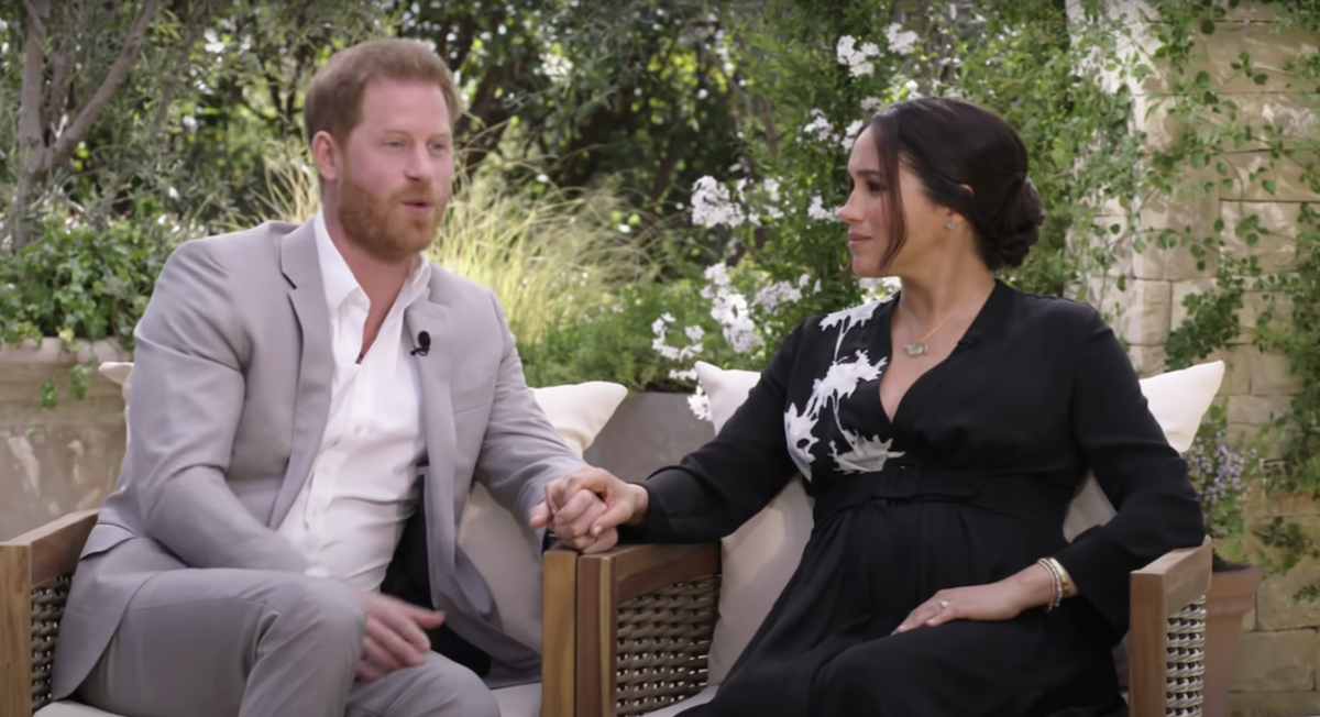 Prince Harry and Meghan Markle during interview with Oprah Winfrey.
