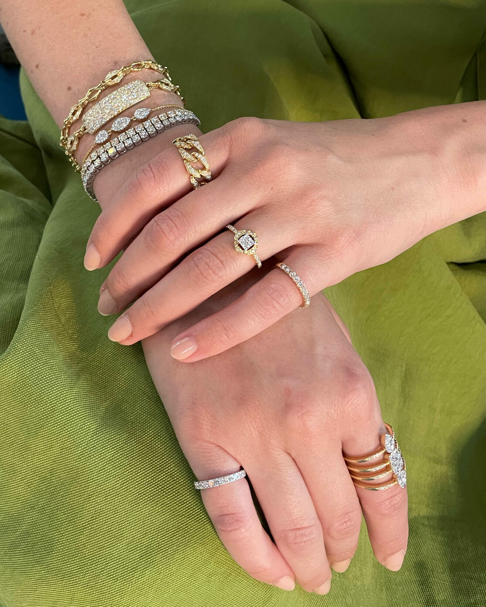 Katie Weinstock bracelets and rings.