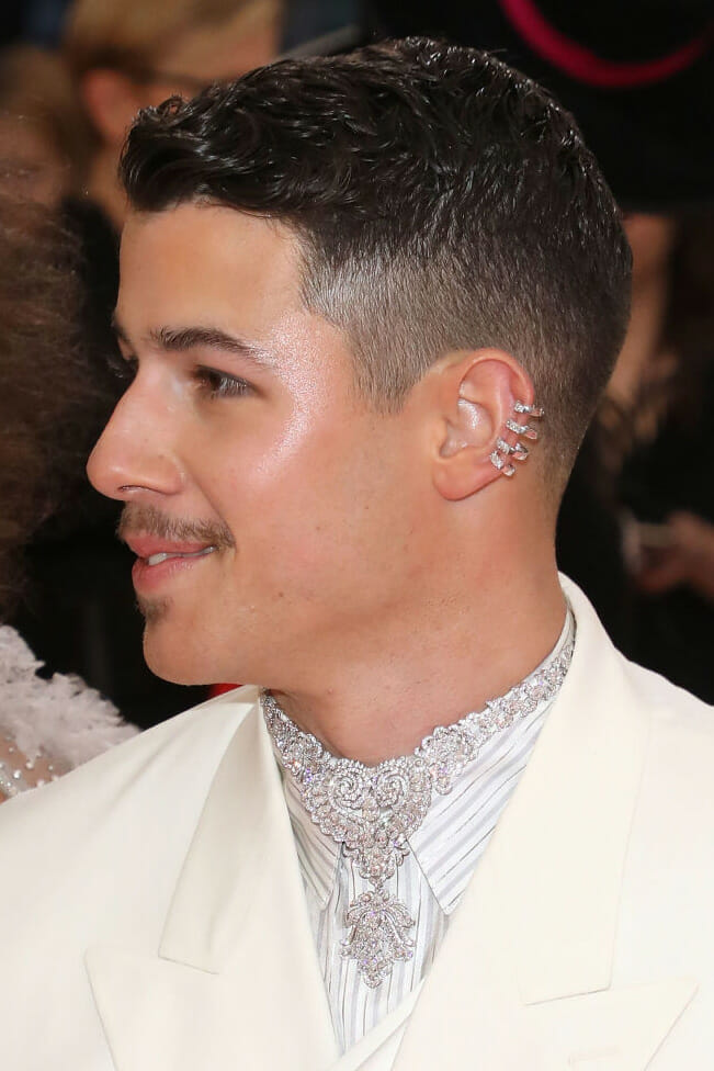 Nick Jonas wearing diamonds while attending the 2019 Met Gala celebrating "Camp: Notes on Fashion" at The Metropolitan Museum of Art on May 6, 2019 in New York City.