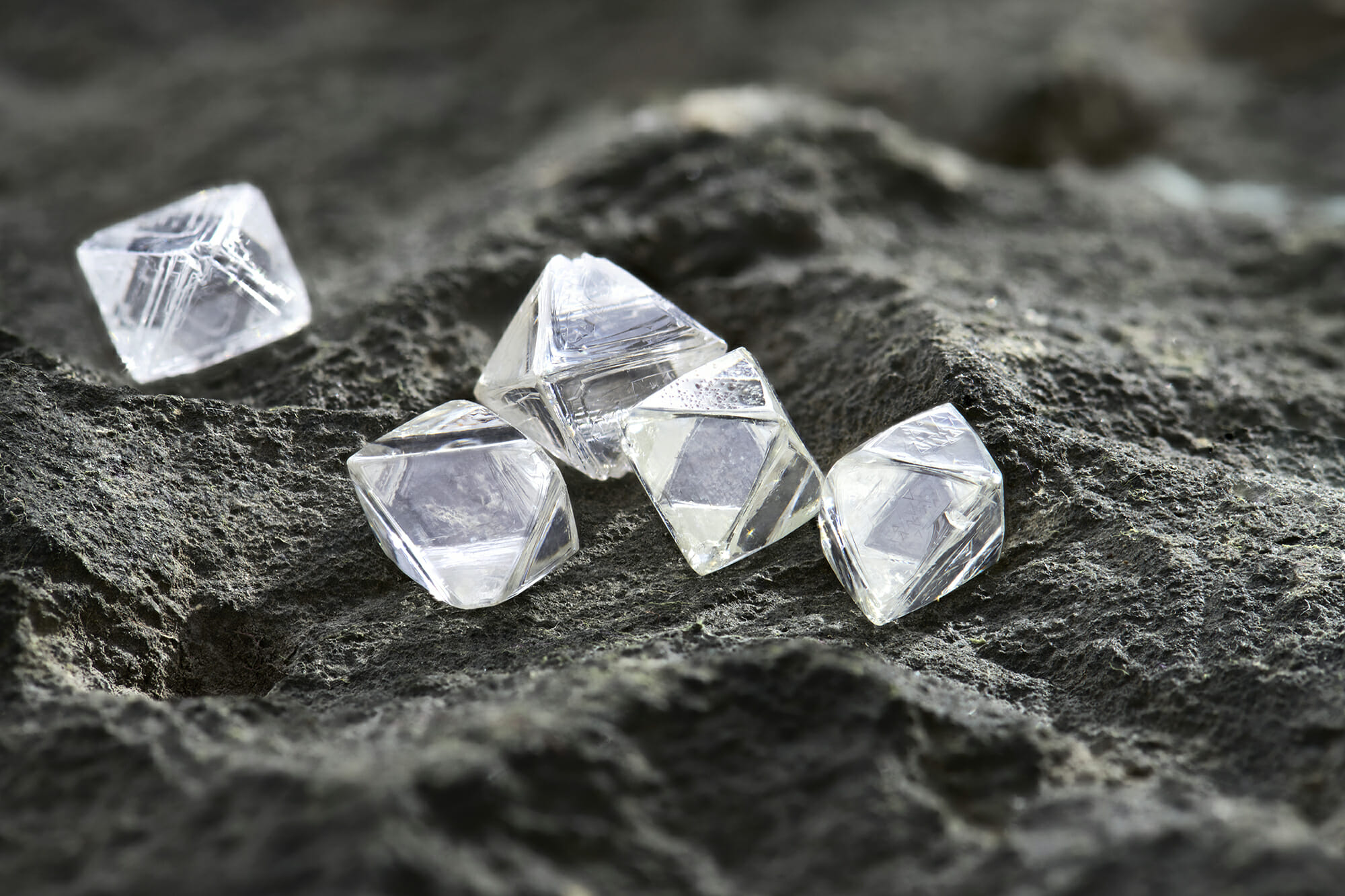 Princess Cut Diamonds Five Octahedron shapes rough diamonds 