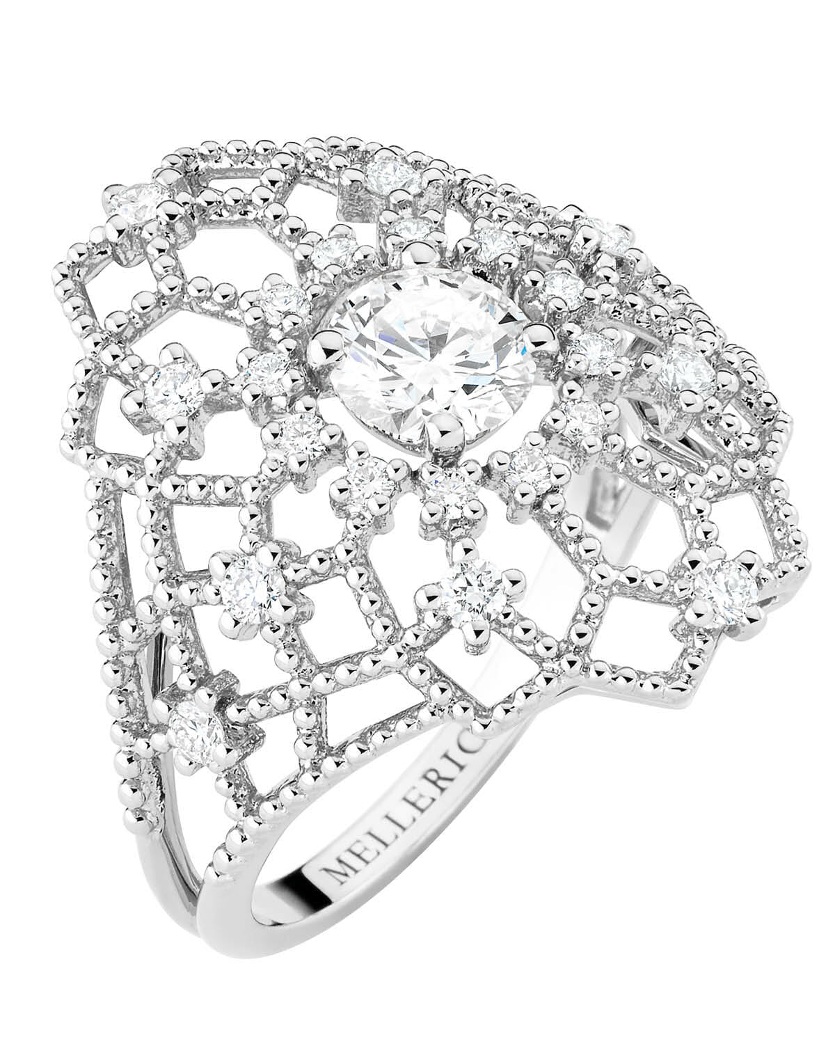 Bague Maglia stone diamond 0.50 carat / 22 diamonds 0.26 carat / white gold.