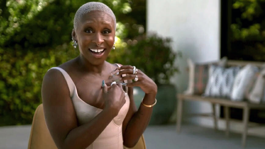 Cynthia Erivo wearing Forevermark diamond jewelry to the 27th SAG Awards