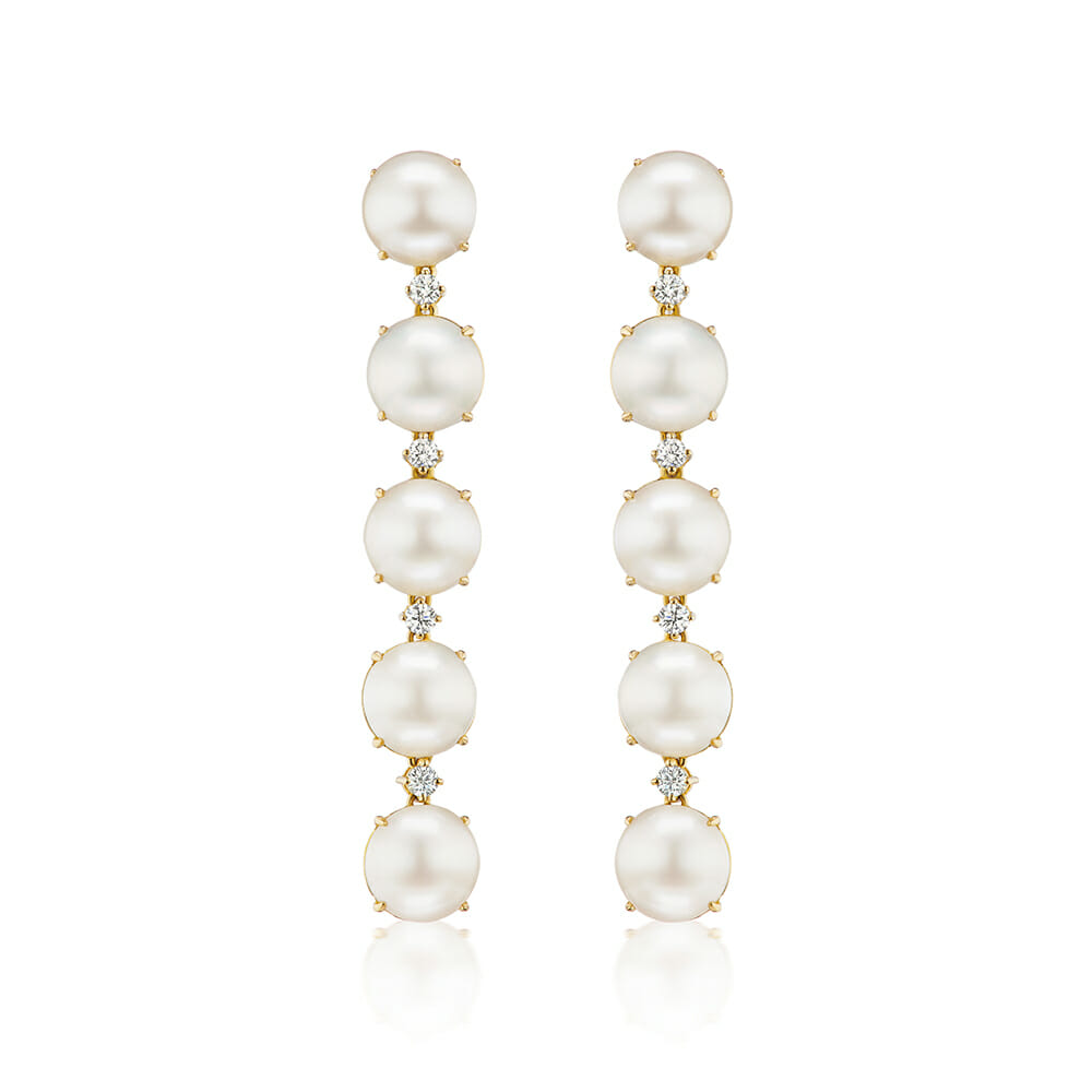Confetti Pearl and Diamond Drop Earrings - Only Natural Diamonds