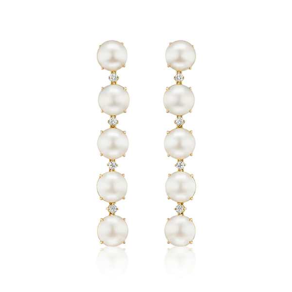 Confetti Pearl and Diamond Drop Earrings