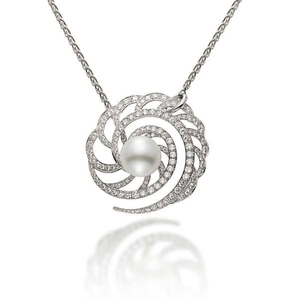 White Gold Diamond and South-Sea Pearl Necklace
