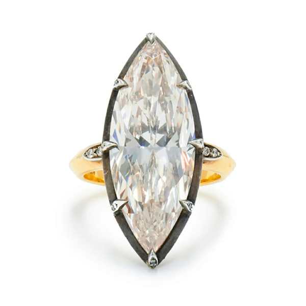 10.05ct Marquise Diamond Collet Ring Signed Fred Leighton