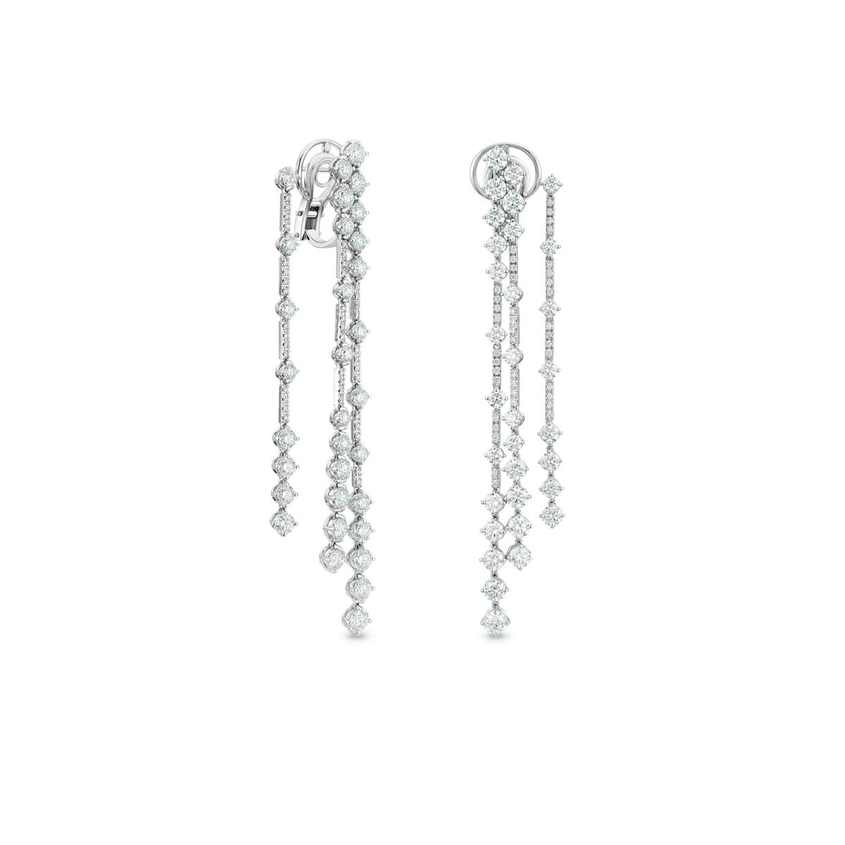 De Beers “Arpeggia” three-line earrings