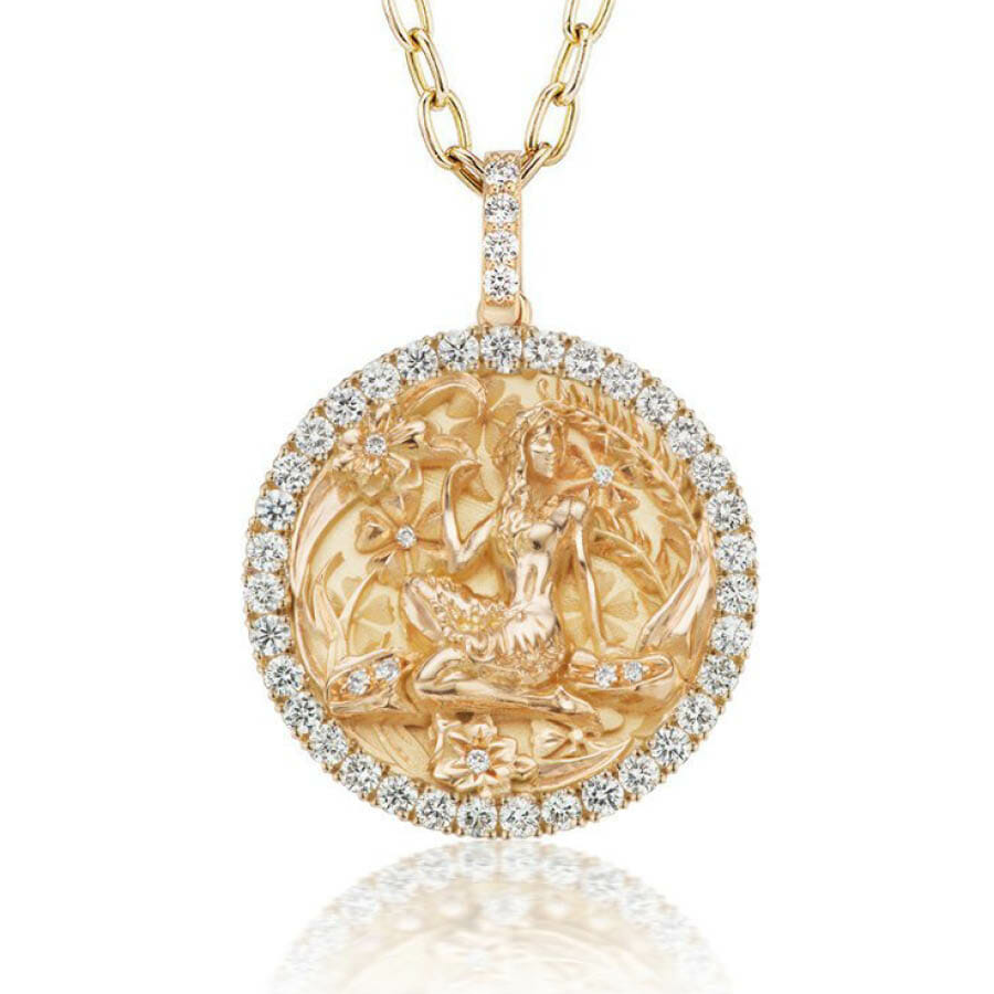 Diamond Virgo zodiac medallion