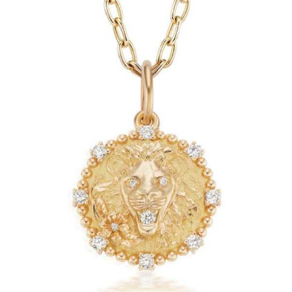 Medium Leo diamond zodiac medallion