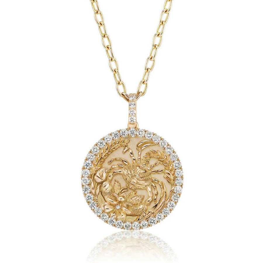 Diamond Cancer zodiac medallion