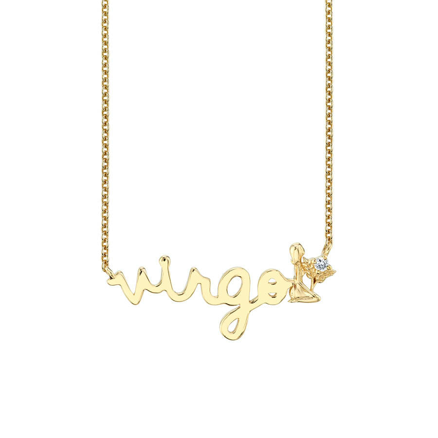 Gold & Diamond Zodiac Script Necklace – virgo